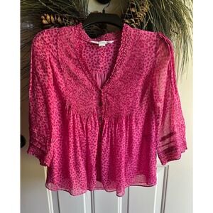 DVF Diane von Furstenberg Silk Layla Petal Dreams Pink Womens Top Size 0